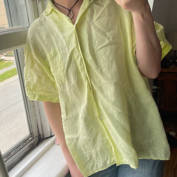 L.L. Bean Tops - 100% Linen Limoncello L.L. Bean Summer Blouse Size XL